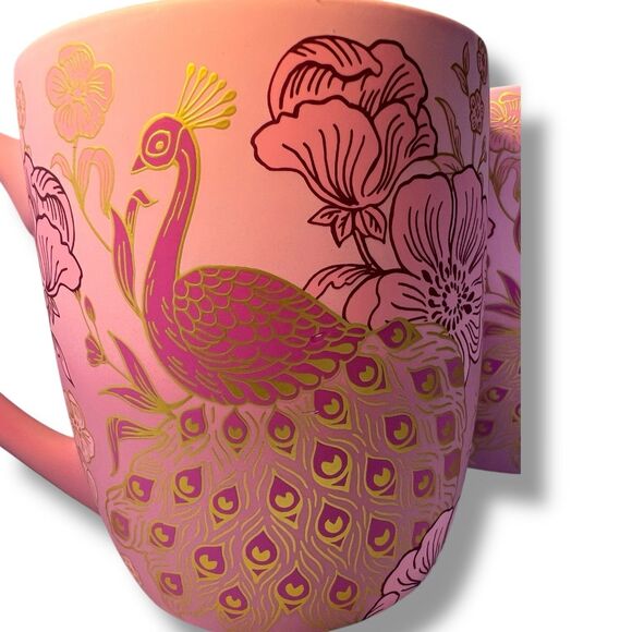 Pink Peacock Floral Mug with Gold Foil Accents - Picture 4 of 10